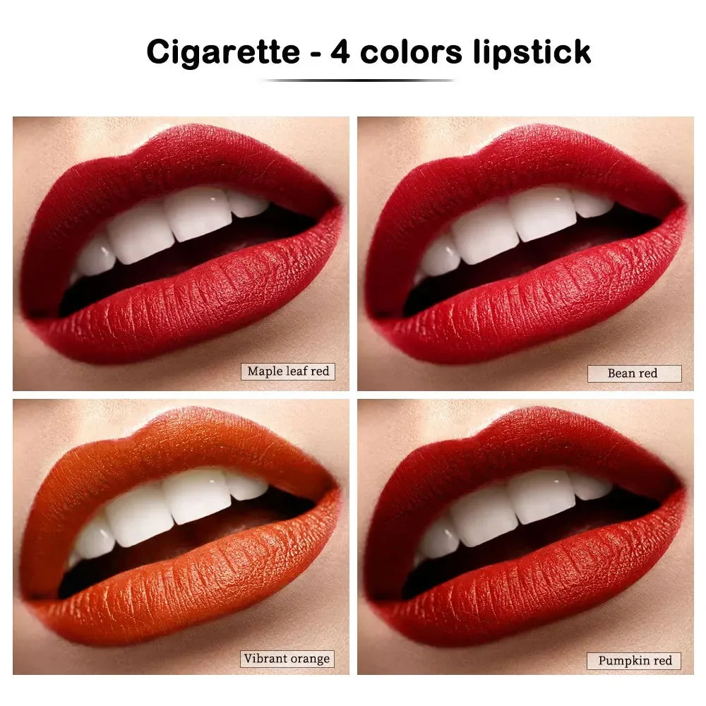 4-Piece Cigarette Lipstick Set | Matte Waterproof Nude Lip Tint Matte Lipstick Set QXL