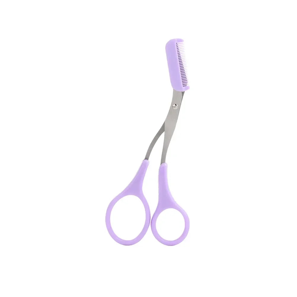 Eyebrow Scissors with Comb | Stainless Steel Brow Trimmer Eyebrow Trimmer Scissors QXL M27 Purple