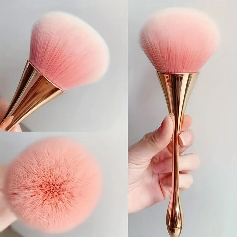Rose Gold Fan Makeup Brush | Powder, Highlight & Blush Fan Makeup Brush QXL