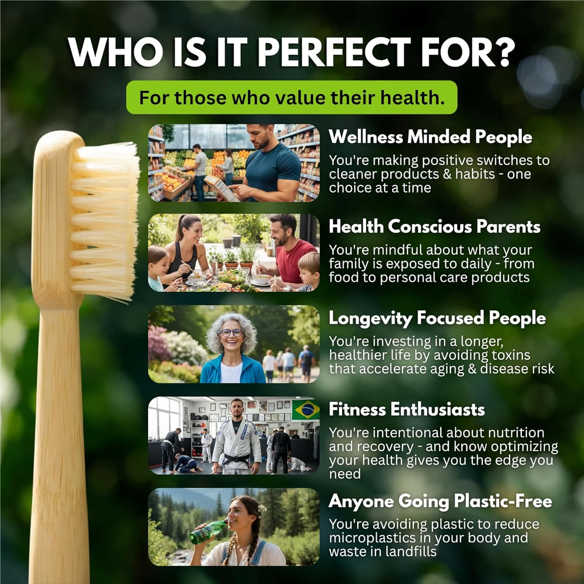 10-Pack Boar Bristle Bamboo Toothbrush | Biodegradable Bamboo Toothbrush QXL
