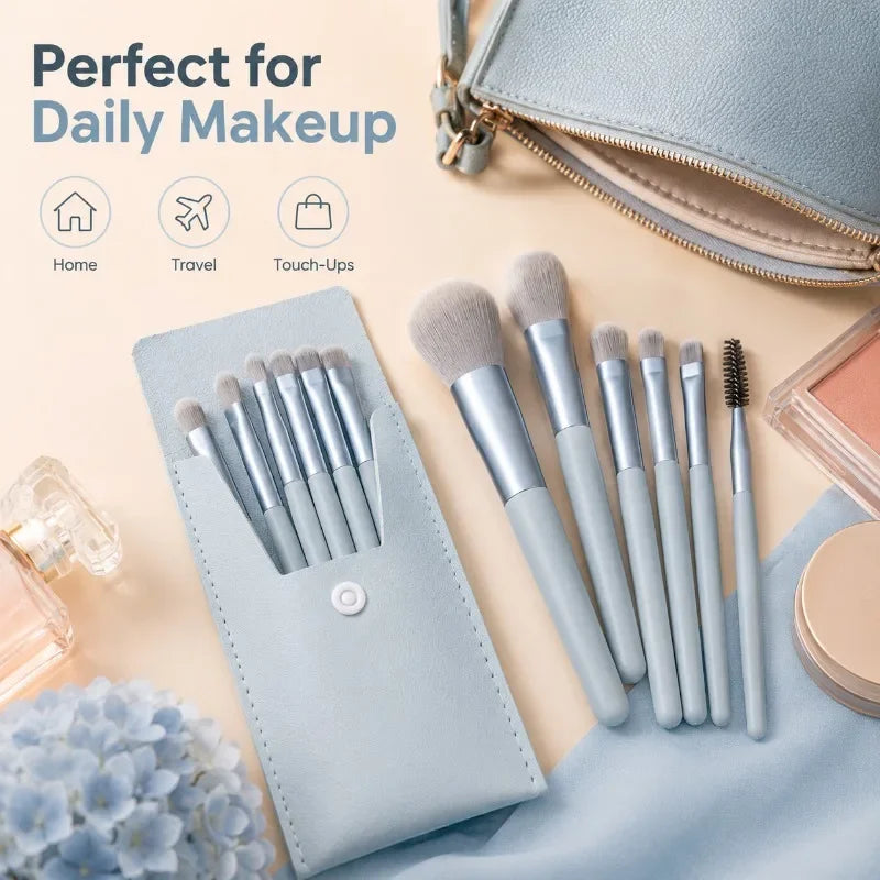 8-Piece Soft Makeup Brush Set | Face, Eyes & Blush Brushes Makeup Brush Set QXL