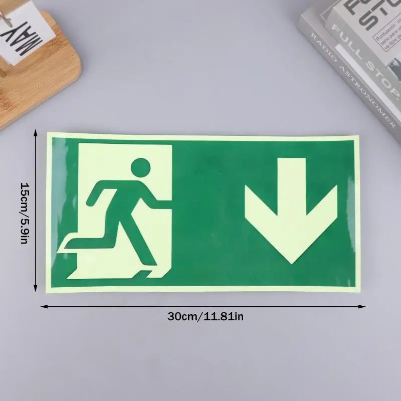 Photoluminescent Exit Sign Wall Decal | Glow-in-Dark Sticker Safety Wall Decal QXL
