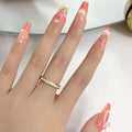 24-Pc Wavy Line Almond & Square Press-On False Nails Set Press-On False Nails QXL XZ240