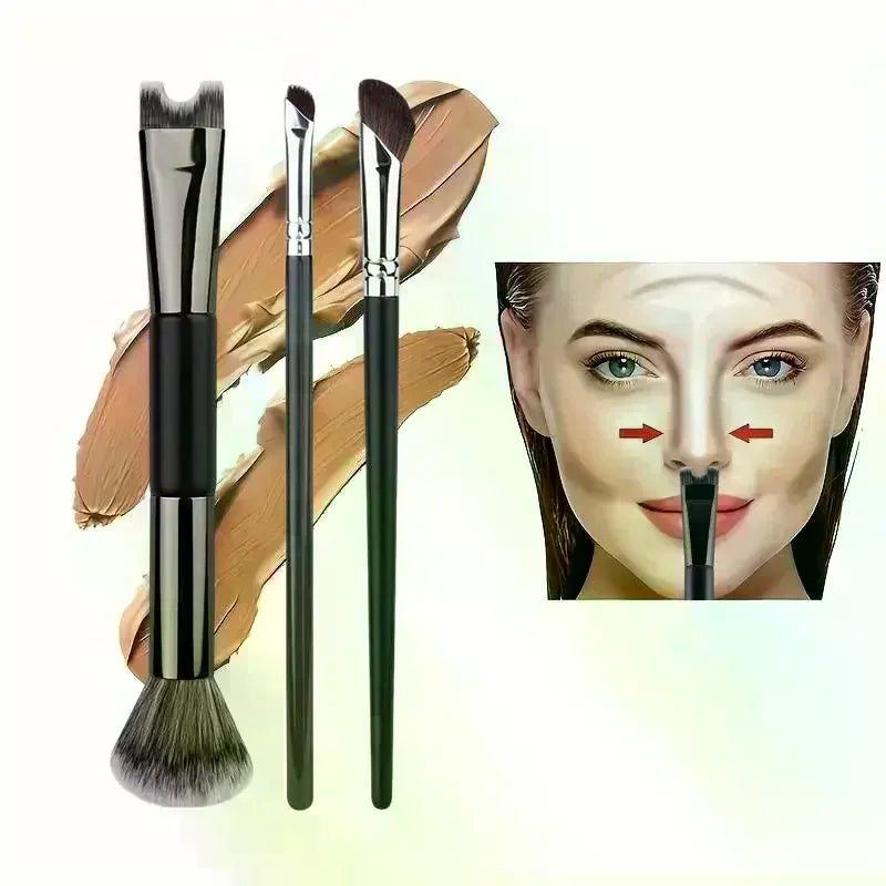 U-Shaped Dual Head Nose Contour Brush Set – Sculpting Tool Nose Contour Brush QXL