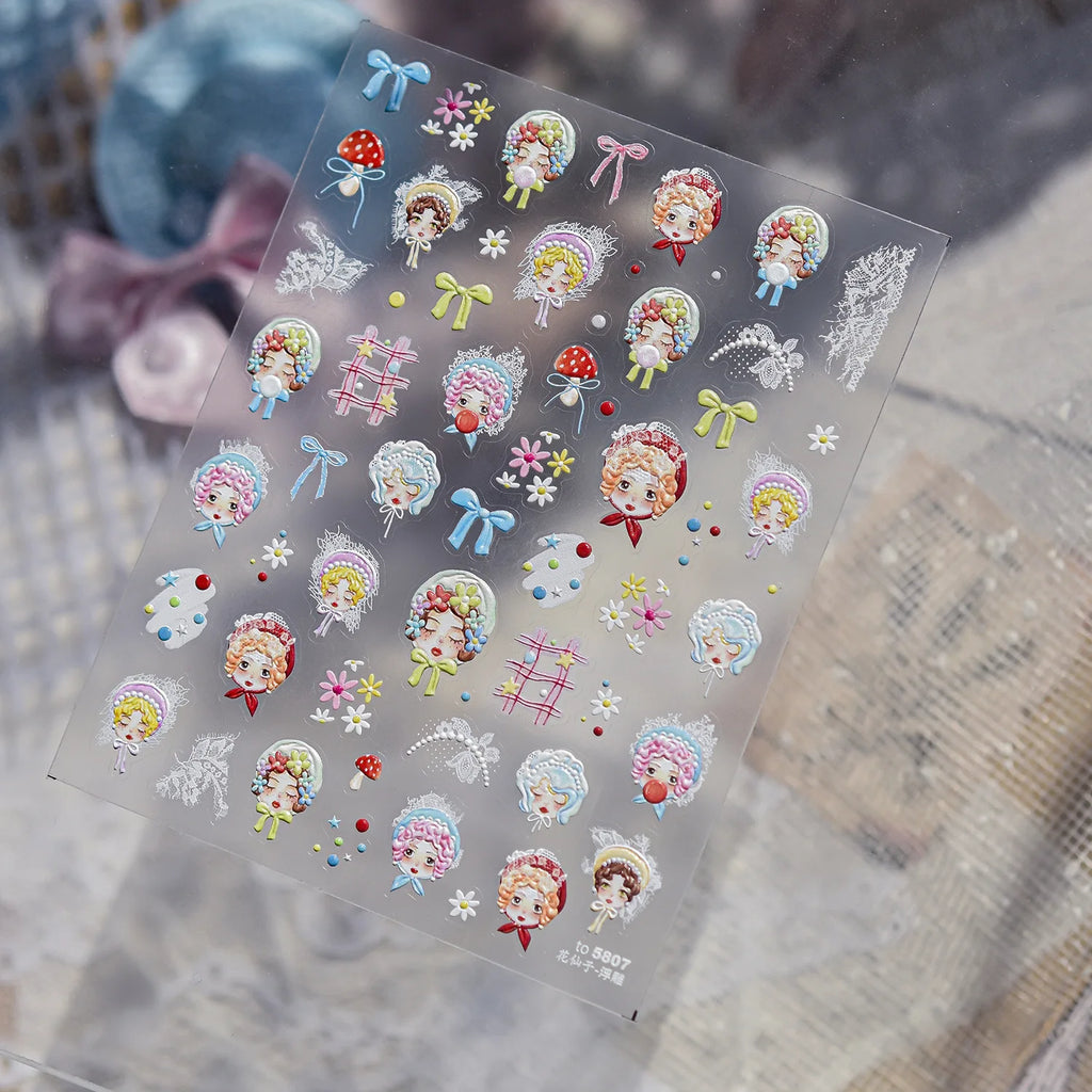 5D Retro Lolita Nail Stickers – Fairy Tale Nail Art Decals Nail Art Stickers QXL to5807