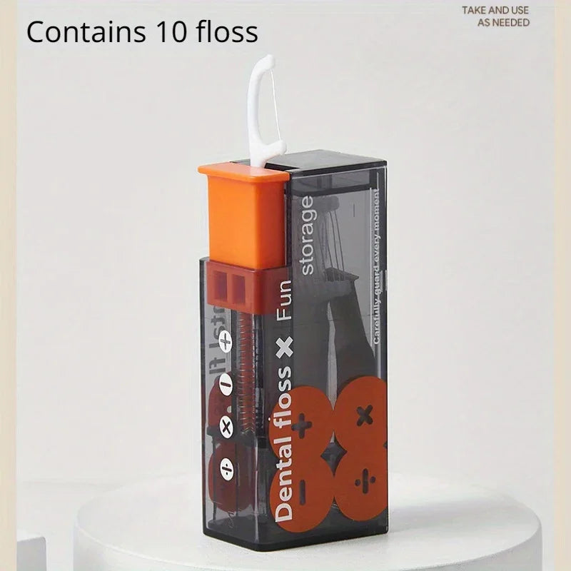 Pop-Up Dental Floss Dispenser Box with 10 Picks – Orange Floss Pick Dispenser QXL Orange