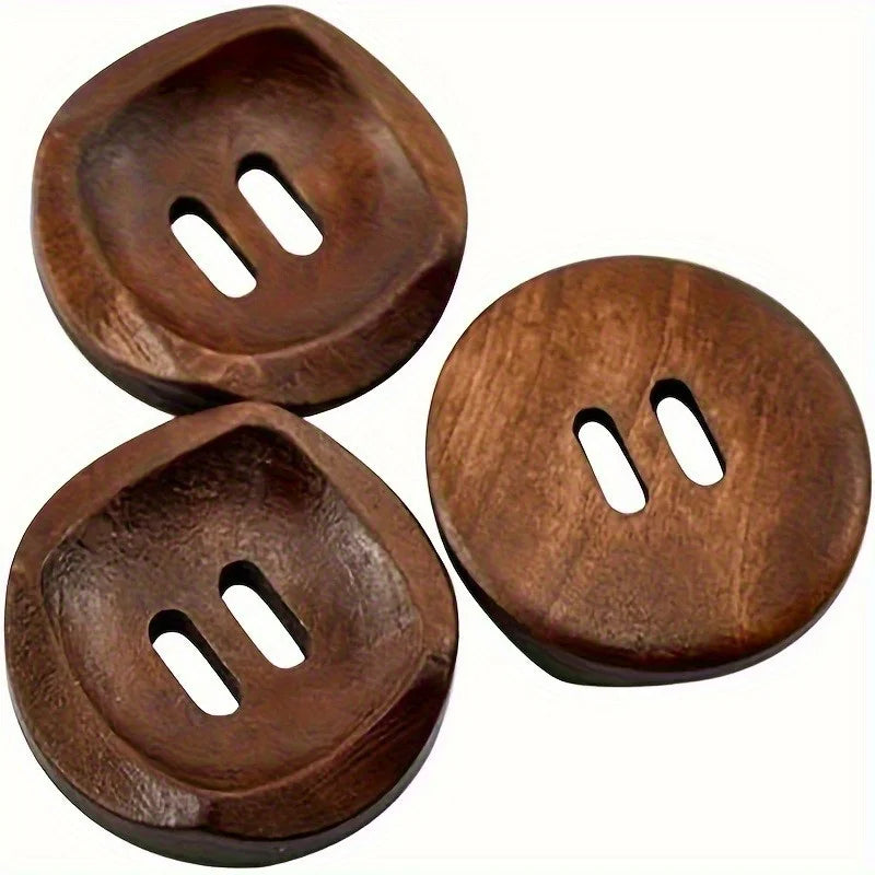 Round Brown Wood 2-Hole Buttons | Sewing, Knitting & Crafts Craft Sewing Buttons QXL