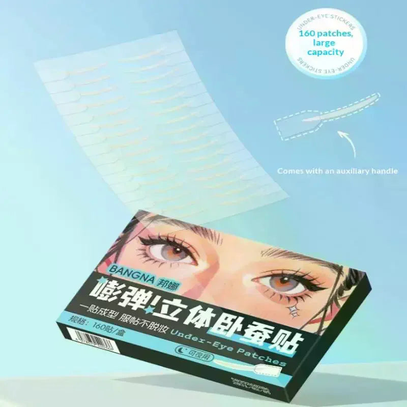 Silkworm Eye Stickers 160 Patches – Waterproof Aegyo-Sal Eyelid Shaping Stickers QXL