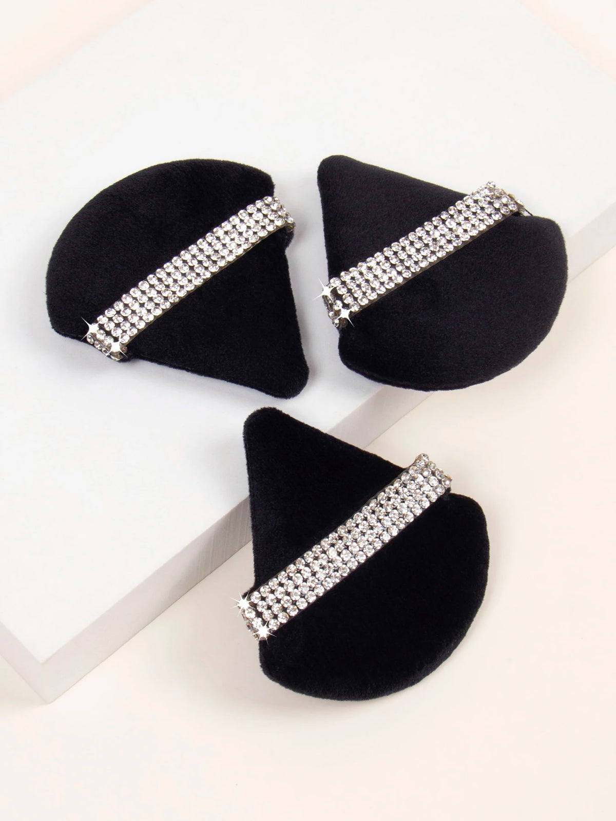 3-Pack Diamond Triangle Powder Puff | Velvet Makeup Sponge Set Makeup Sponge Puff QXL 3PCs
