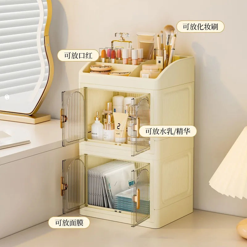 Foldable Multi-Layer Desktop Cosmetics Organizer Cabinet Cosmetics Organizer QXL