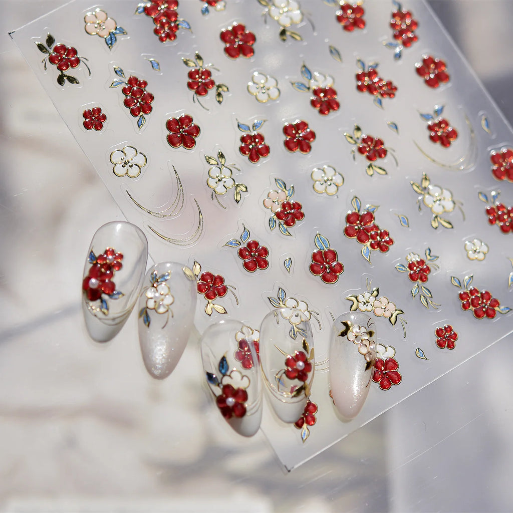 5D Chinese Style Nail Stickers – Plum Blossom Nail Decals Nail Art Stickers QXL