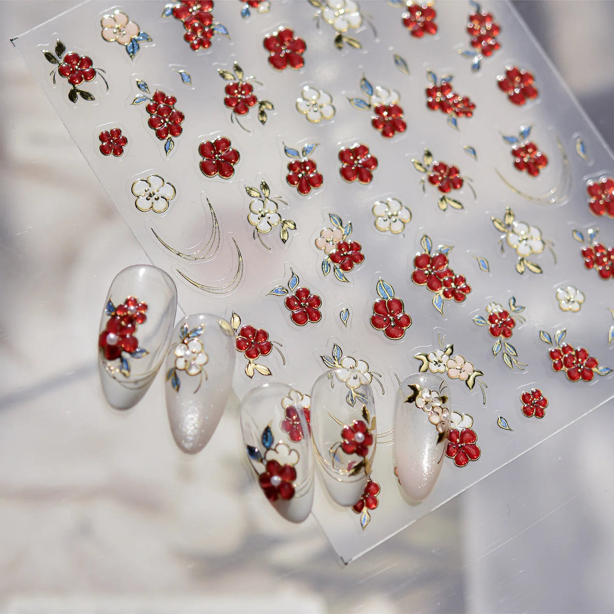 5D Chinese Style Nail Stickers – Plum Blossom Nail Decals Nail Art Stickers QXL