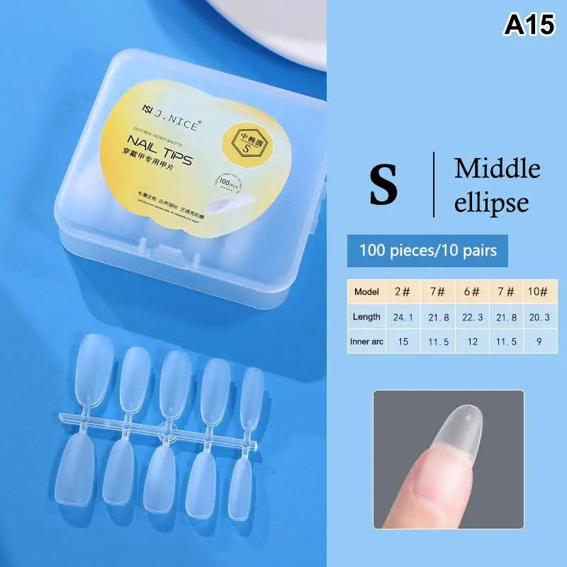 100-Pc Matte Almond Full Cover Soft Gel Fake Nail Tips Fake Nail Tips QXL A15