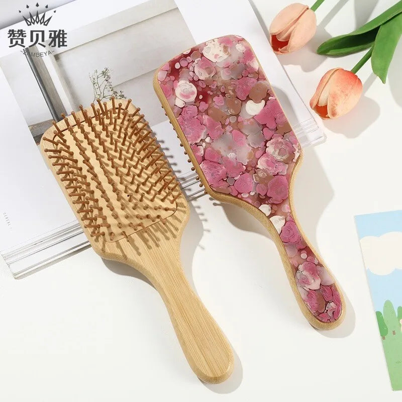 Mini Air Cushion Massage Comb | Anti-Static Wide-Tooth Wood Air Cushion Comb QXL