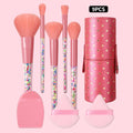 KOSSHOW 9-Piece Pink Makeup Brush Kit with Puffs & Holder Makeup Brush Set QXL Pink