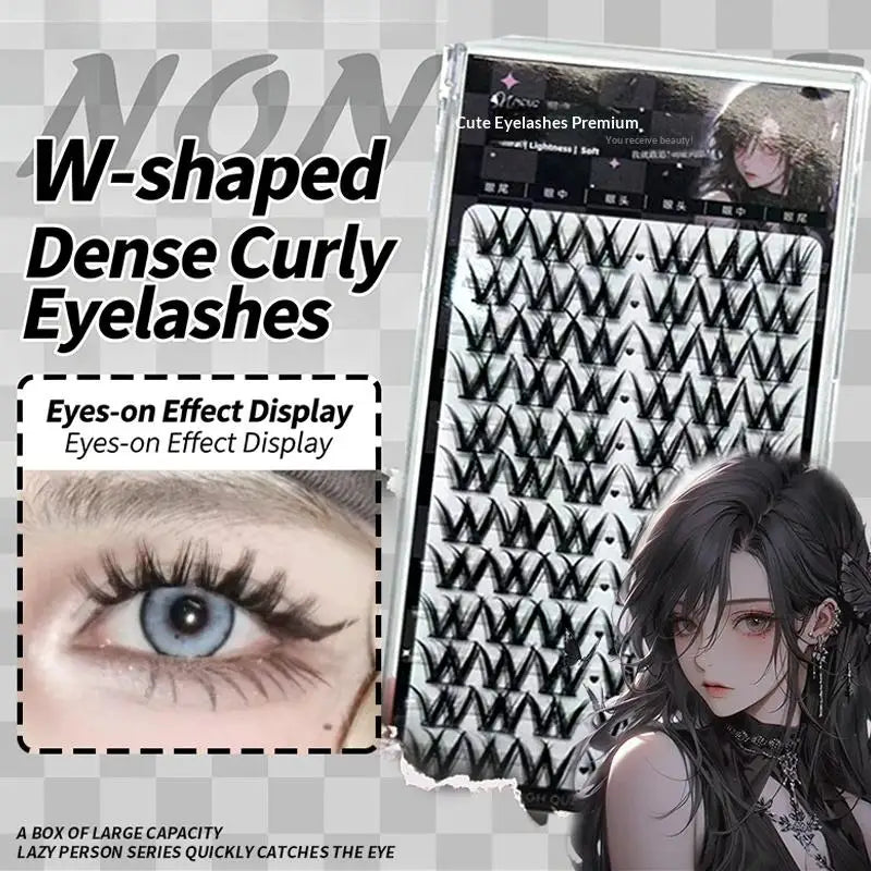W-Shape Individual False Lashes | Handcrafted Synthetic Hair False Eyelashes QXL