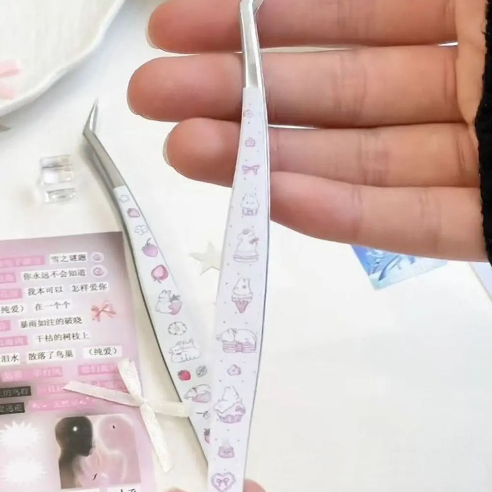 Cartoon Stainless Steel False Eyelash Tweezers | Anti-Static Eyelash Tweezers QXL
