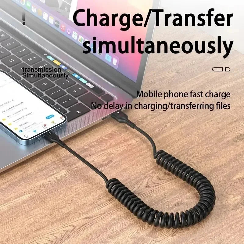 Retractable USB-C Cable 5A Fast Charging | 1m & 1.5m USB-C Charging Cable QXL