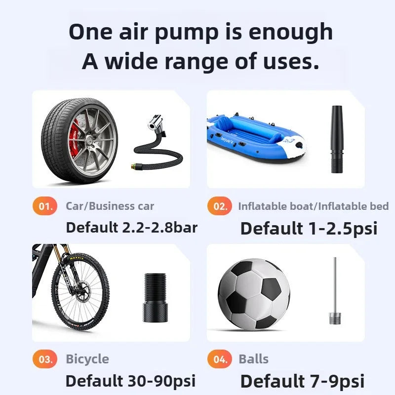 EAFC Wireless & Wired Portable Tyre Inflator with LCD Display Tyre Inflator Pump QXL