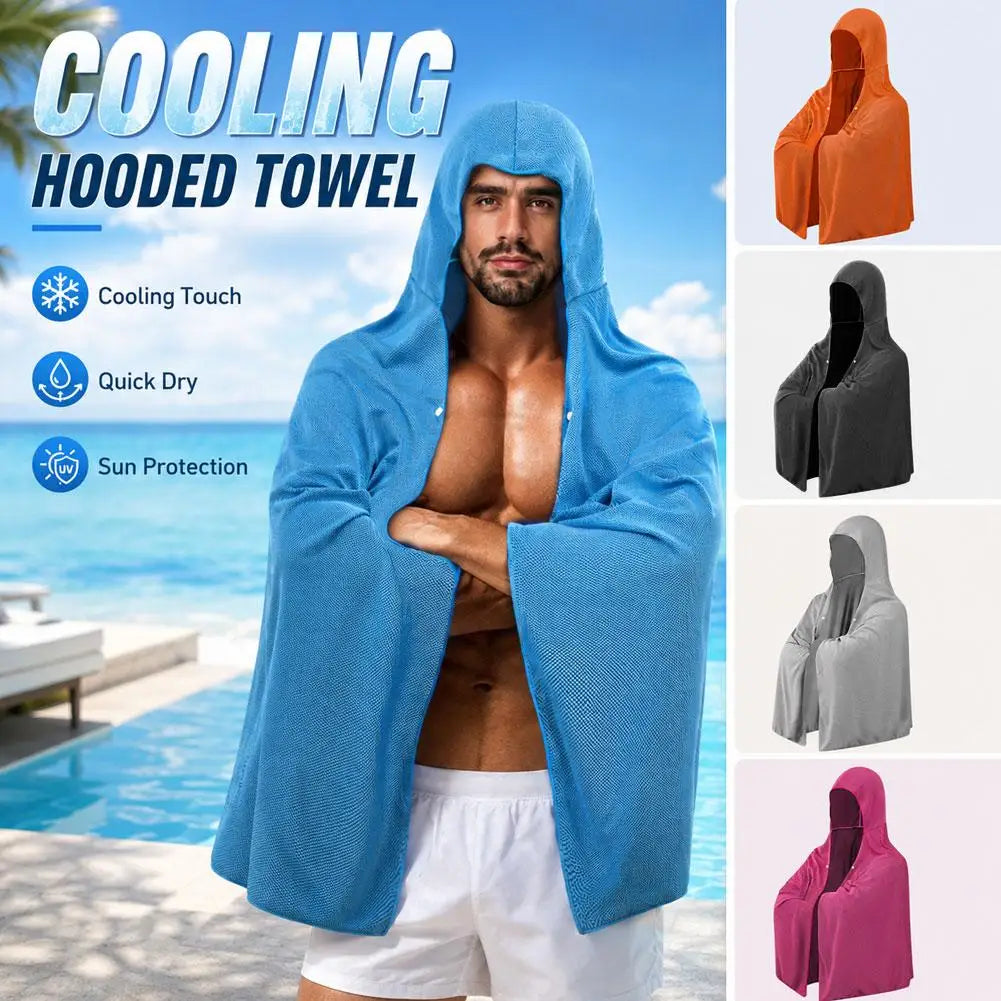 Hooded Cooling Poncho | UV Protection Outdoor Beach Wrap Cooling Poncho QXL
