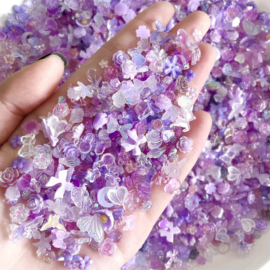 50-Pc 3D Kawaii Resin Nail Charms | Mixed Rhinestone Decor Nail Art Charms QXL