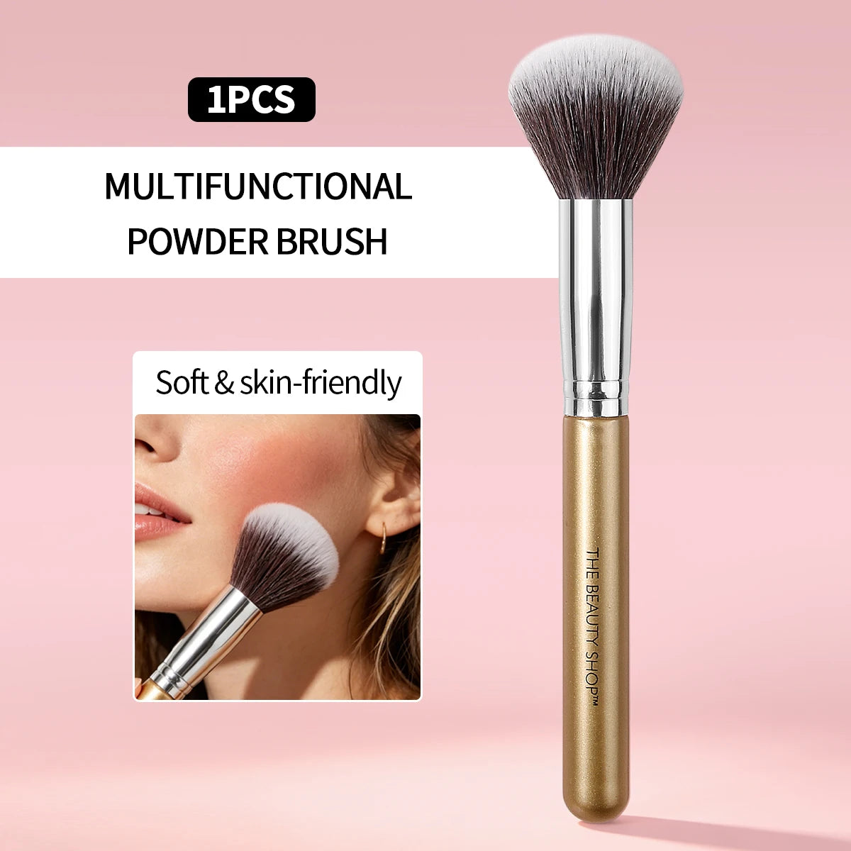 KOSSHOW Dome Powder Makeup Brush | Gold Wood Handle Powder Makeup Brush QXL Gold