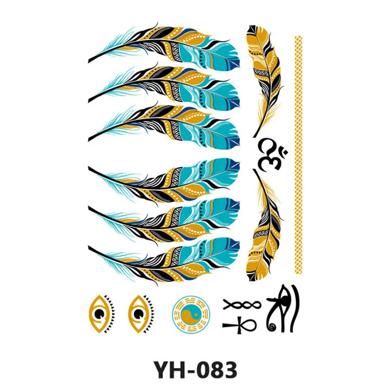 Waterproof Gold & Silver Metallic Temporary Tattoo Stickers Temporary Tattoo Sticker QXL
