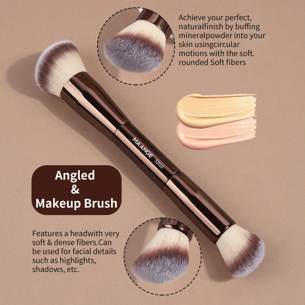 MAANGE 9-Pc Makeup Brush Set with Storage Bag | Synthetic Makeup Brush Set QXL