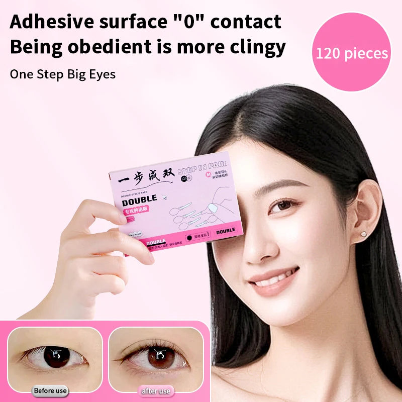 120-Pack Double Eyelid Tape Stickers with Handle & Tools Eyelid Tape Stickers QXL