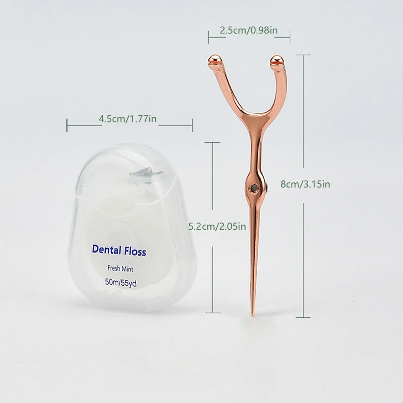 Reusable Stainless Steel Y-Shape Dental Floss Holder Set Dental Floss Holder QXL