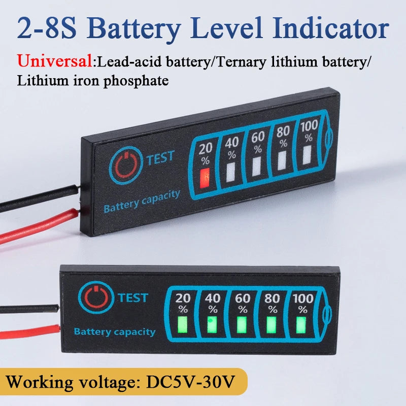 2S–8S Li-ion LiPo Lead Acid Battery Level Indicator LCD Meter Battery Level Indicator QXL