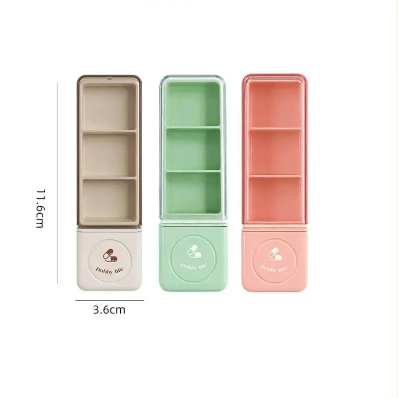 3-Compartment Travel Pill Box with Tablet Cutter | YOVIP Travel Pill Organizer QXL