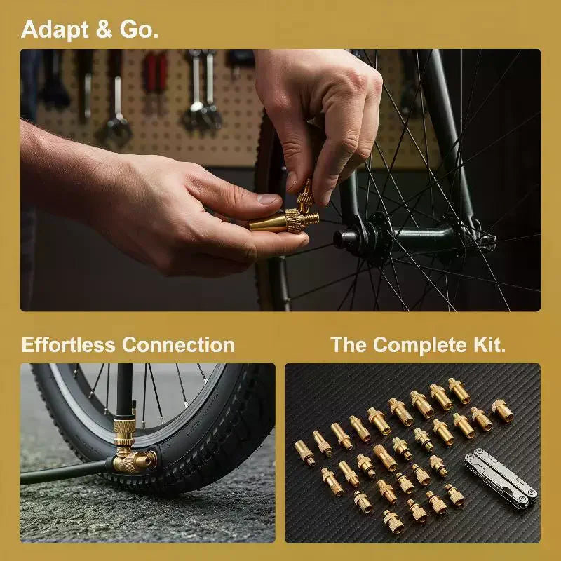 Brass Bicycle Valve Adapter | Presta Schrader Dunlop Converter Bicycle Valve Adapter QXL