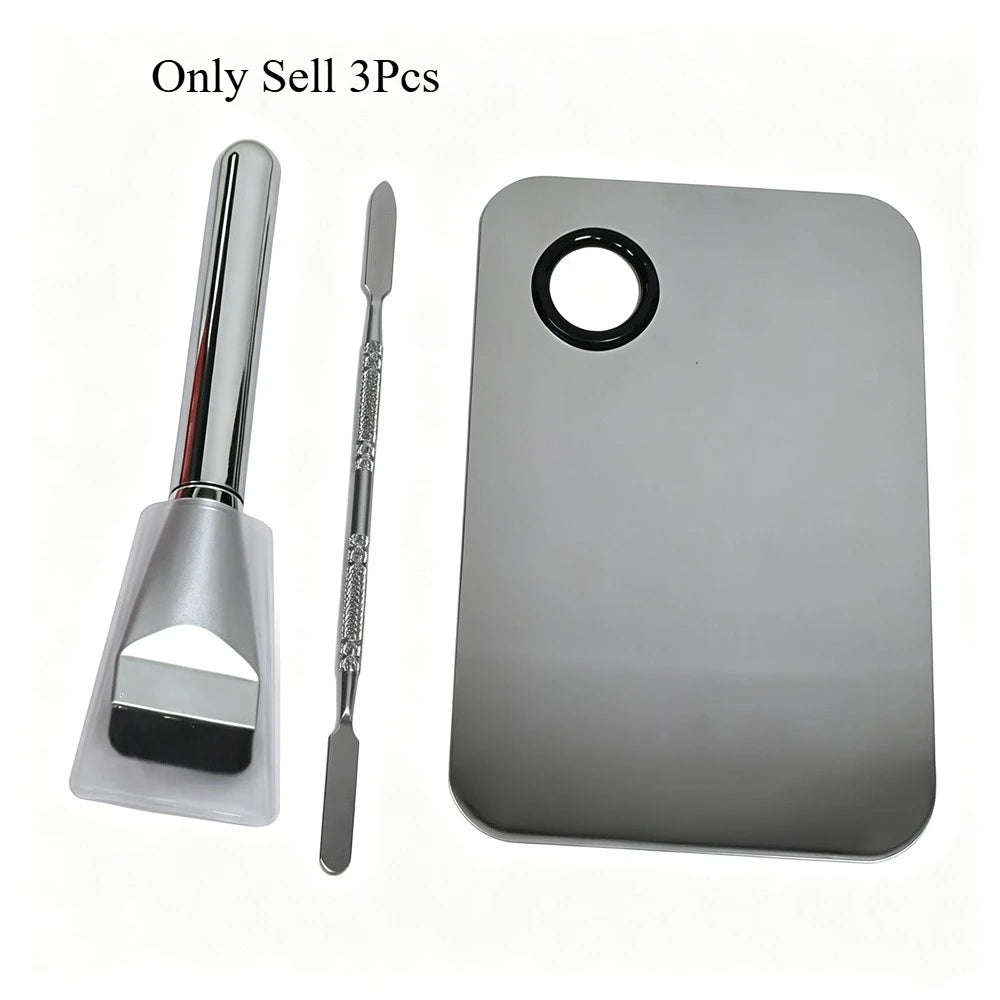 vvocci Flat Head Foundation Brush & Palette Mixing Spatula Makeup Brush Set QXL M265 Big Silver 3set