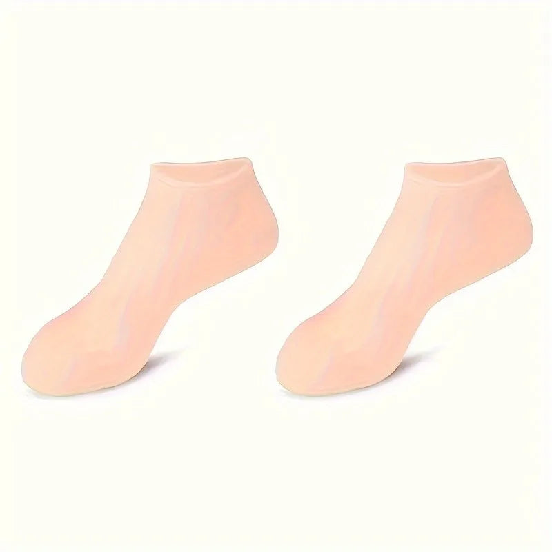 2-Pack Silicone Moisturizing Foot Sleeves | Overnight Heel Care Moisturizing Foot Sleeves QXL Apricot