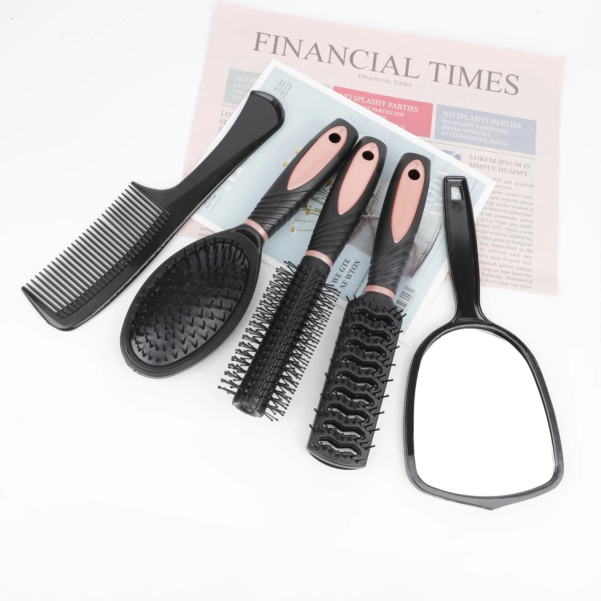 RANCAI 4/5-Piece Mirror Comb Set | Air Cushion & Curly Hair Hair Comb Set QXL