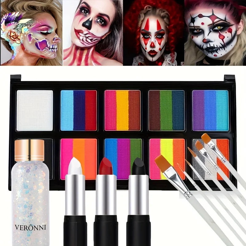 26-Color Face & Body Paint Kit | Halloween Cosplay Makeup Face & Body Paint Kit QXL 6pcs-1239