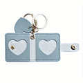 PU Leather Photo Wallet Keychain | Heart Cutout Wrist Strap Photo Wallet Keychain QXL SKY BLUE