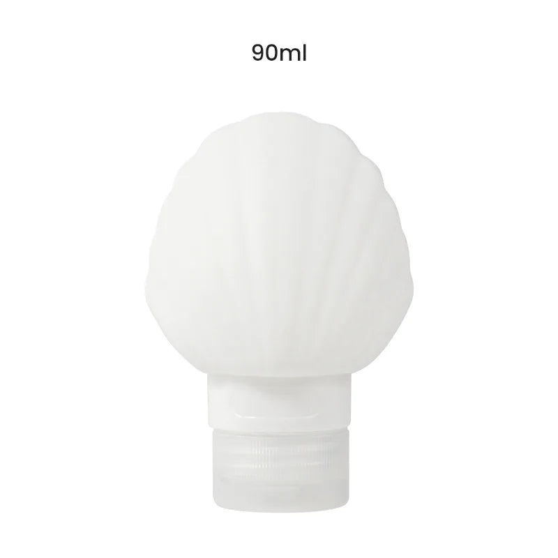 Shell Silicone Travel Squeeze Bottles 40ml & 90ml Refillable Set Travel Squeeze Bottles QXL 90Ml milky white