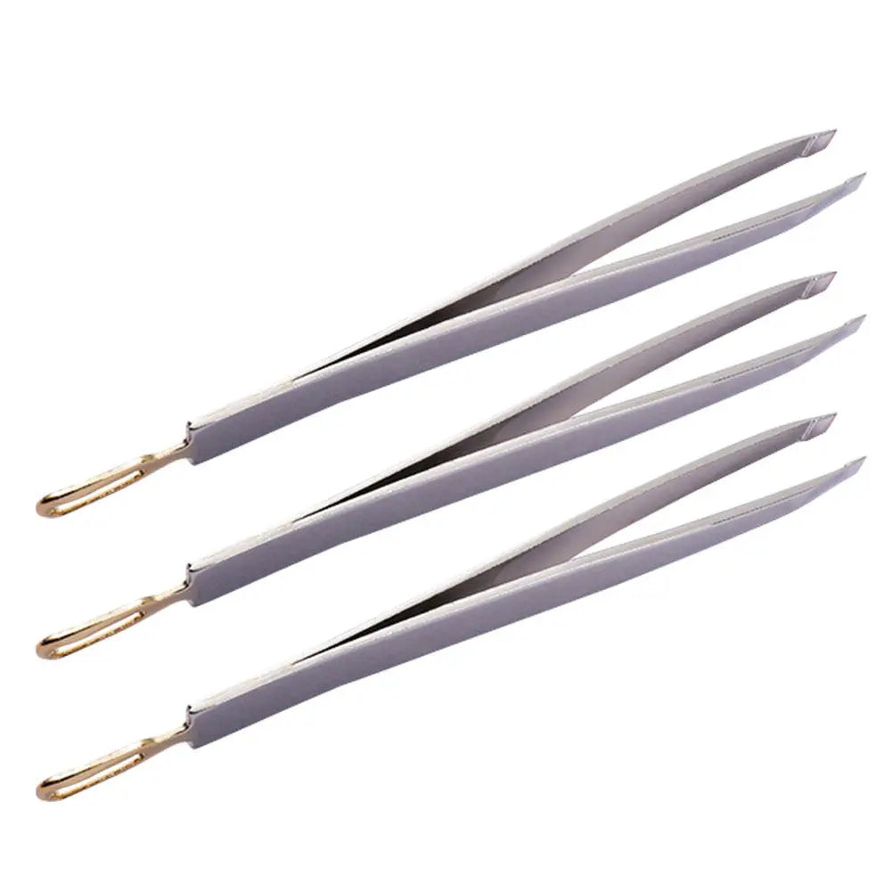 3-Pack Stainless Steel Tweezers – Brow, Lash & Eyelid Tool Set Precision Tweezers Set QXL