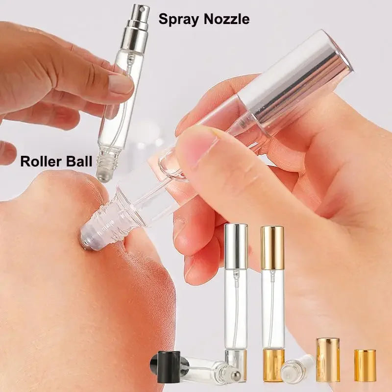 10ml 2-in-1 Refillable Perfume Roller & Mist Spray Glass Bottle Perfume Atomizer QXL