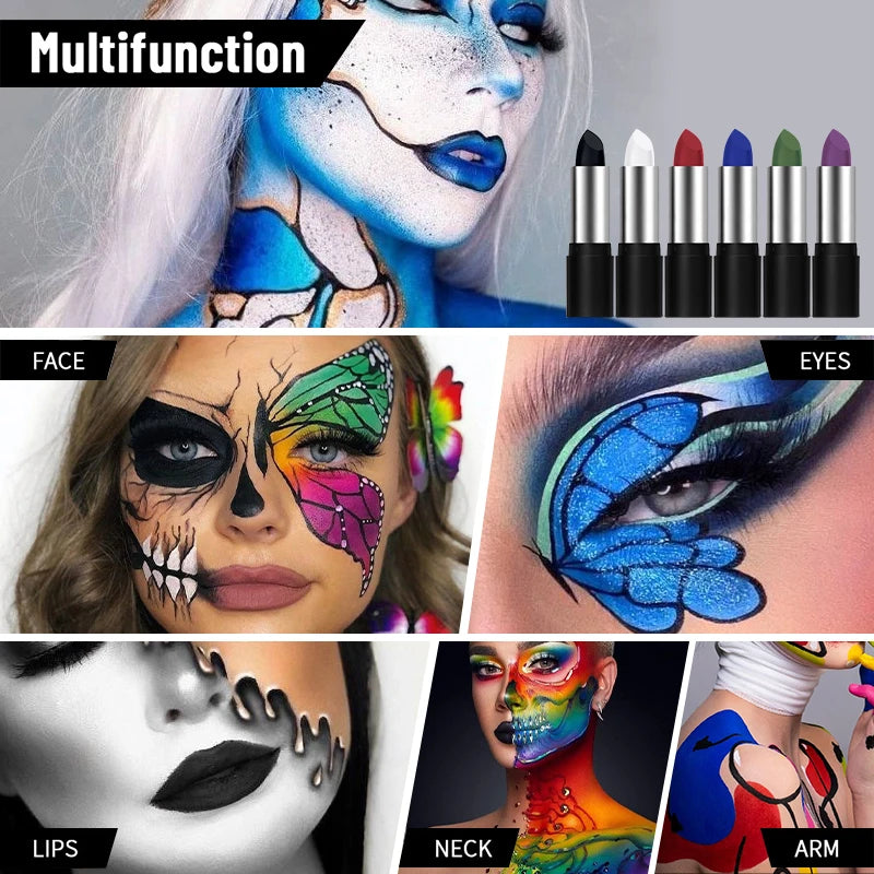 6-Color Body Paint Sticks | Quick-Dry Face & Body Art Body Paint Sticks QXL