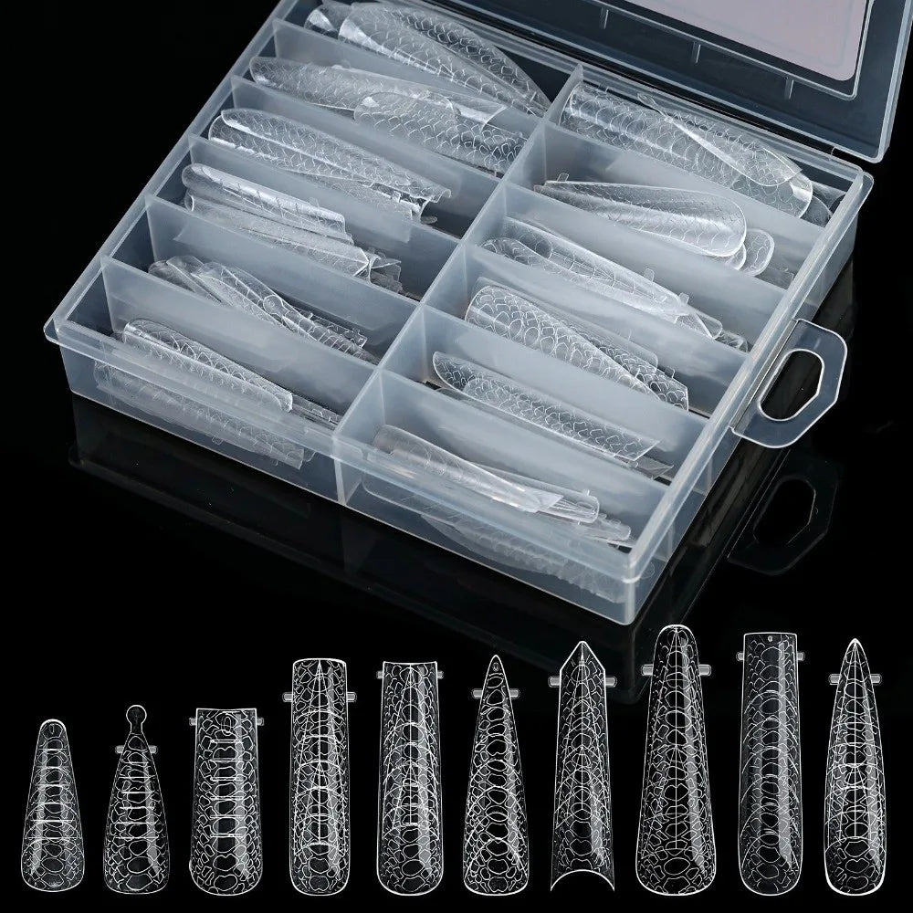 120-Pc Snake Pattern Nail Extension Forms | Clear Gel Molds Nail Extension Forms QXL