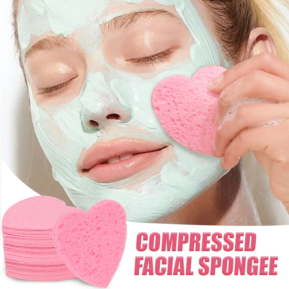 50-Pack Natural Wood Pulp Facial Cleansing Sponge Puffs Facial Cleansing Sponge QXL
