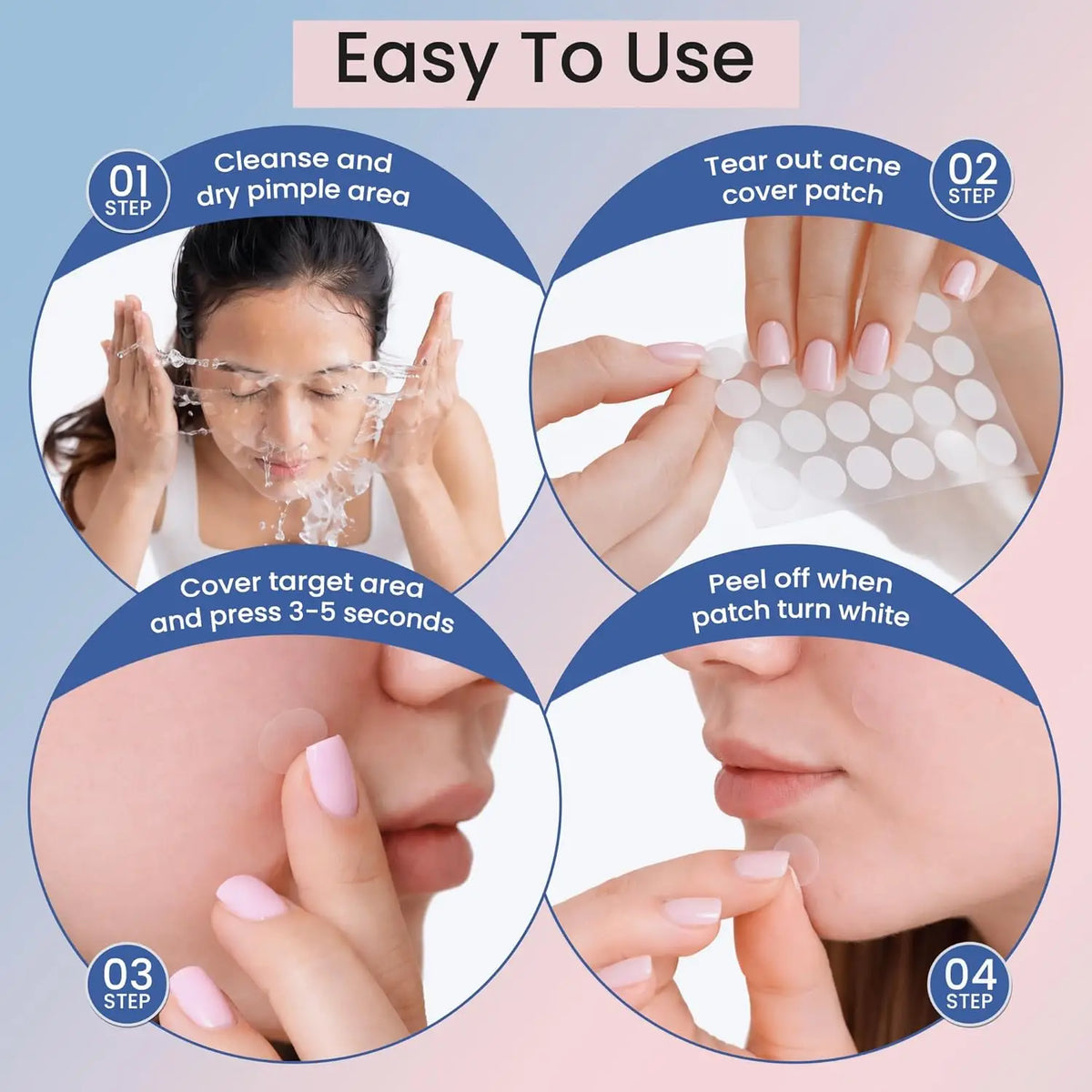 36-Pack Hydrocolloid Acne Patches | Salicylic Acid & Tea Tree Acne Patch QXL