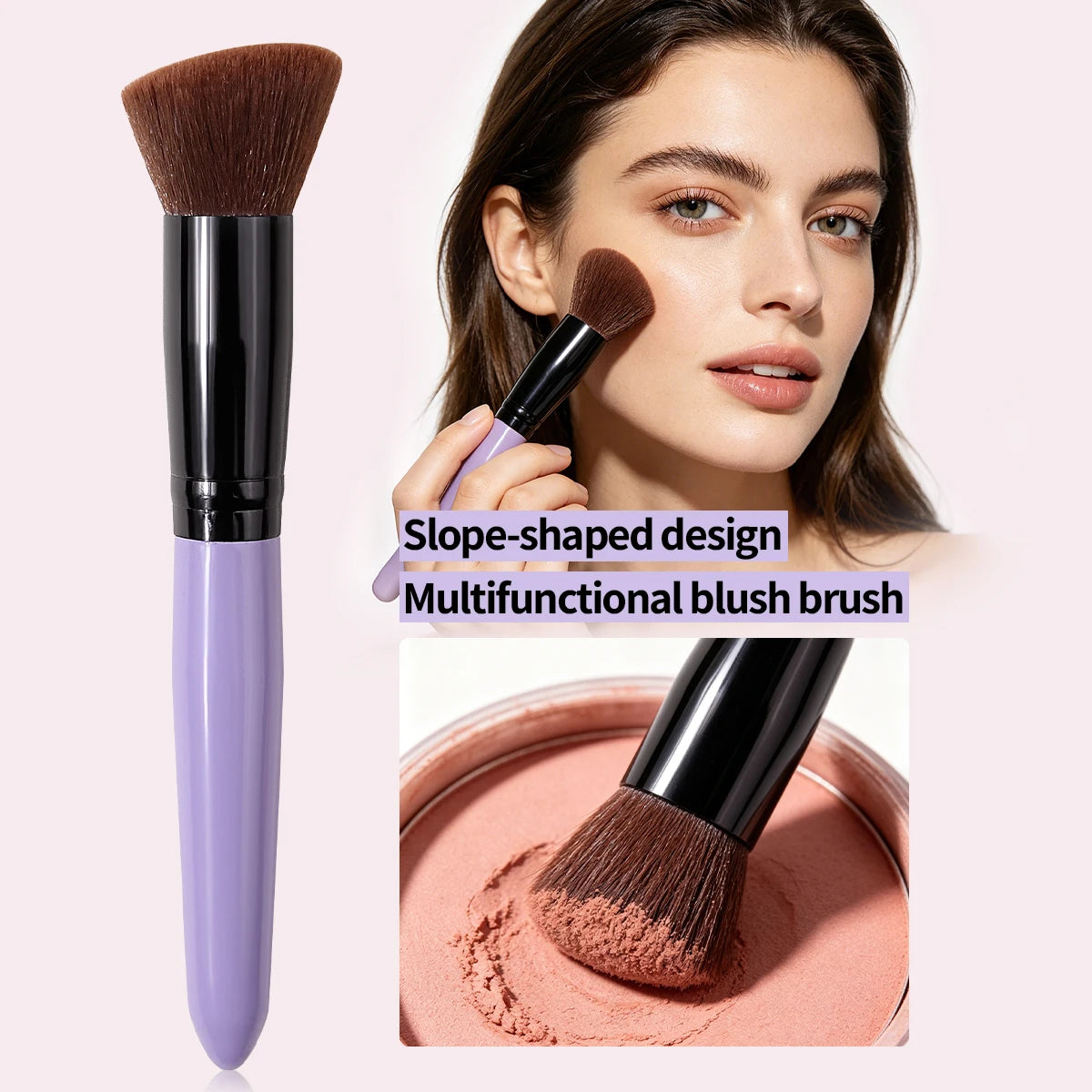 KOSSHOW Slope Blush Brush | Bronzer & Highlighter Tool Makeup Brush QXL PURPLE