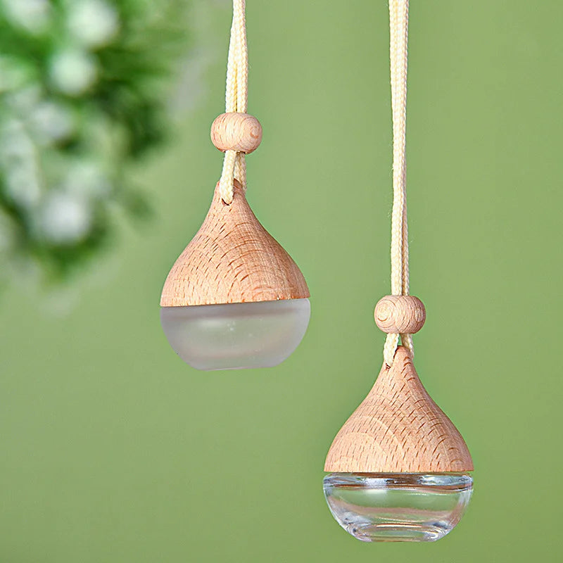 8ml Frosted Glass Perfume Bottle with Wood Lid | Car Freshener Glass Perfume Bottle QXL
