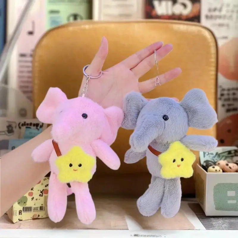 Star Elephant Plush Keychain | Cute Animal Key Ring Gift Plush Keychain QXL