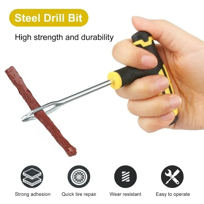 Motorbike Tubeless Tyre Repair Kit | Plugs, Awl & Valve Caps Tyre Repair Kit QXL