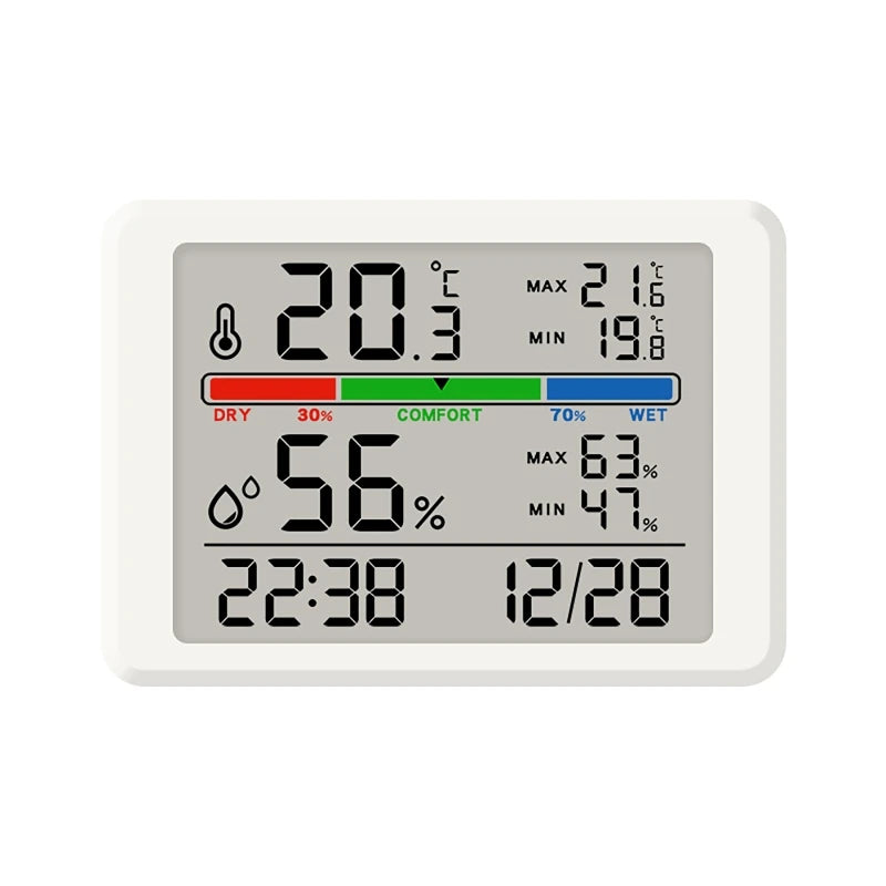 Ultra-Thin Magnetic LCD Alarm Clock | Temp & Humidity Display Digital Alarm Clock QXL WHITE